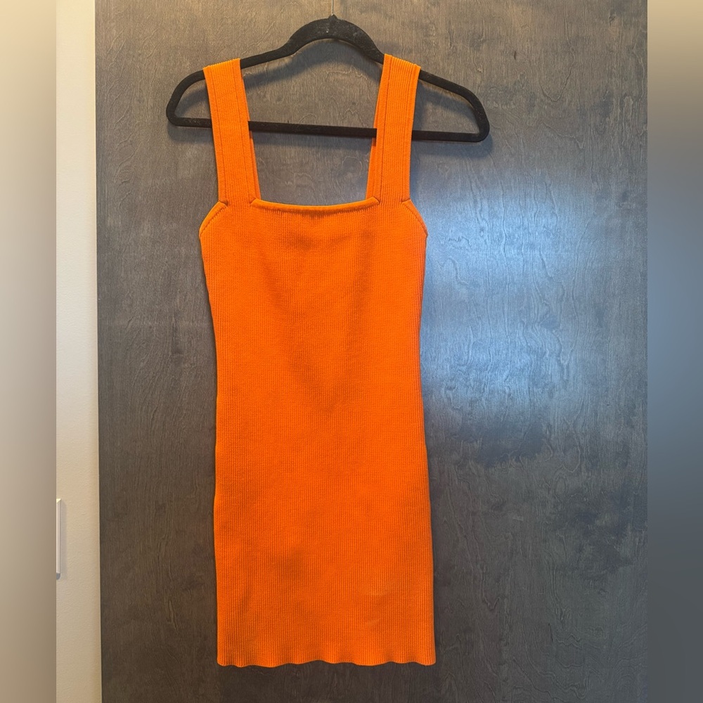 Orange Sleeveless Knit Dress
